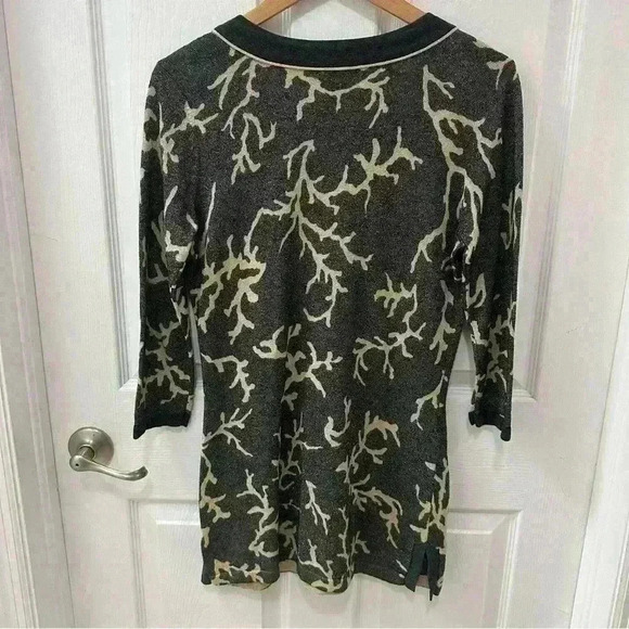 Ladies J. McLaughlin BOCA Gray Tan Metallic Twig Tunic Sweater S Work Attire - Picture 8 of 8